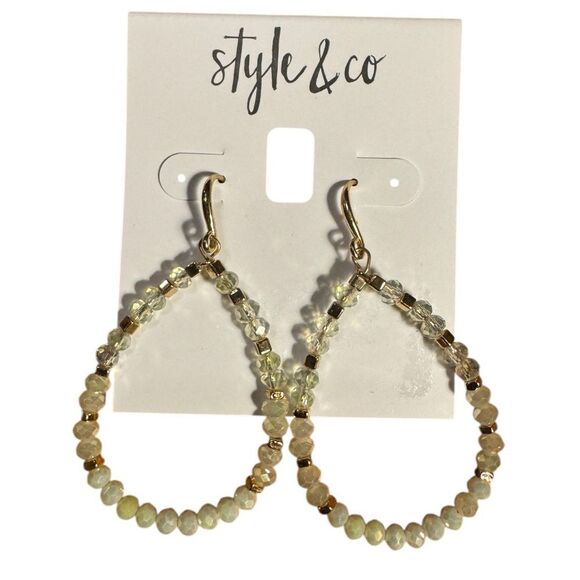 Style & Co. Gold and Cream Teardrop Earrings - Picture 1 of 4